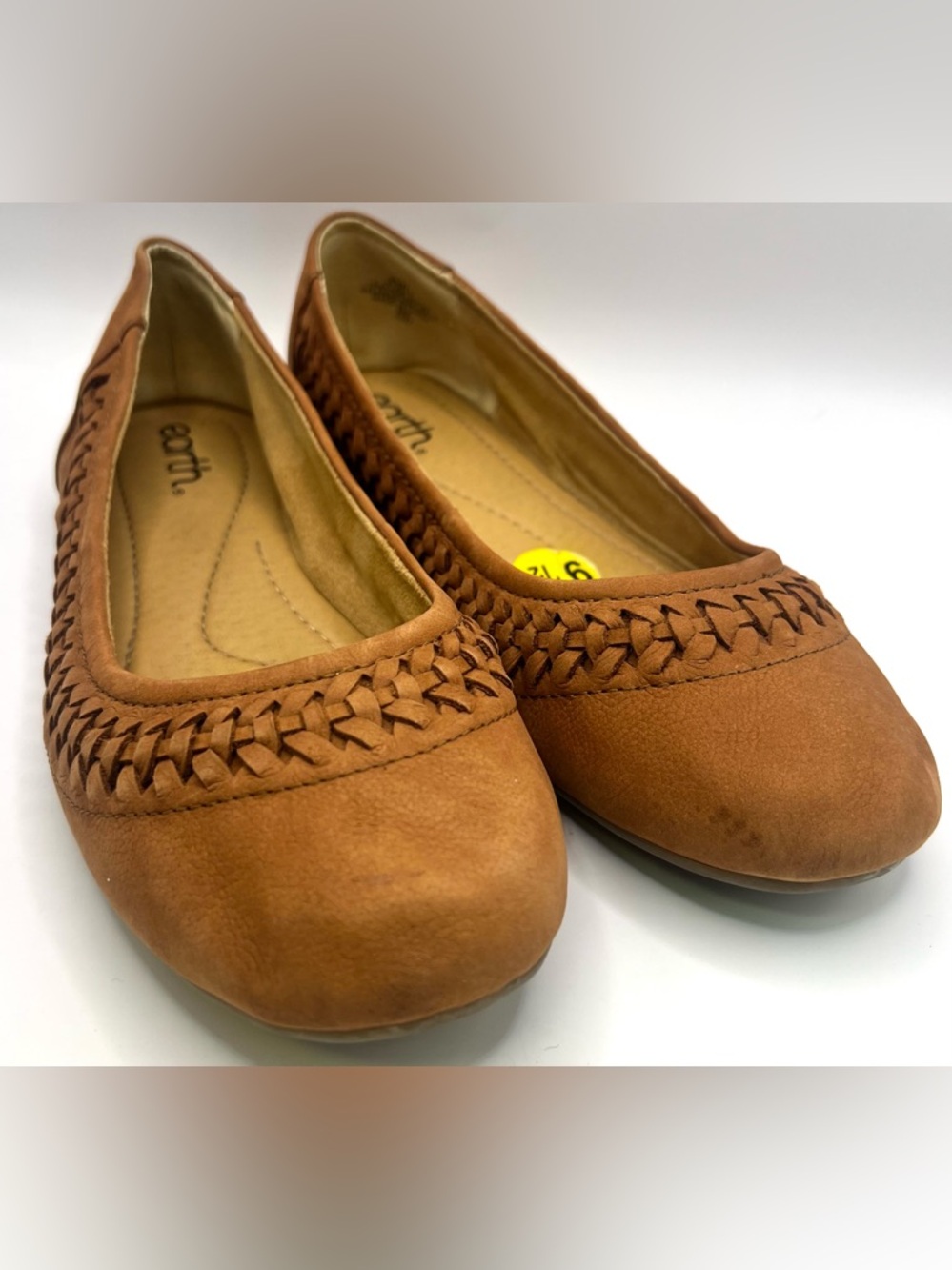 Earth women's tan braided ballet flats-‎ Size:9-1/2W